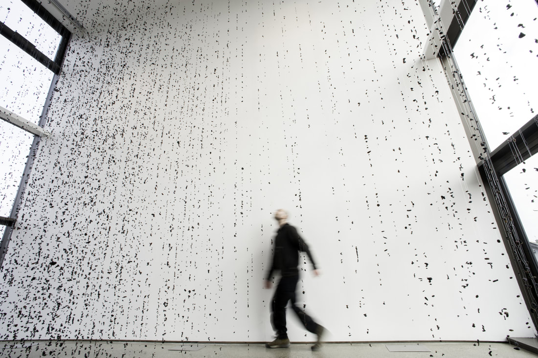 Metamurmuration (detail), 2015-2018, felt an microfilament, dimensions variable. Uillinn, West Cork Arts Centre, Co. Cork. Photo: Tomasz Madajczak | Joanna Kidney: We Are Hurtling into the Future | Monday 17 September  – Friday 12 October 2018 | Wexford Arts Centre