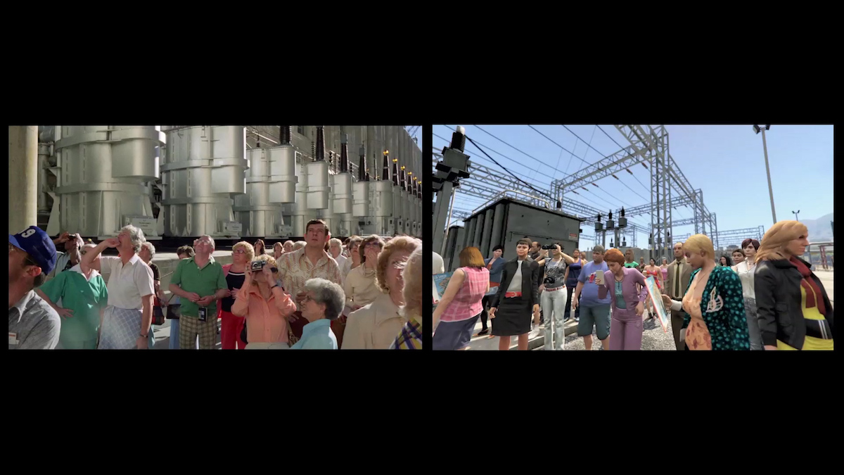 On Exactitude in Science by Alan Butler (2017),Two-screen HD video, 5.1 audio. Artist Proof, Edition of 5 + 1 A.P., courtesy of the Artist. Koyaanisqatsi (© IRE 1983, All Rights Reserved) courtesy of Godfrey Reggio and the Institute for Regional Education | Alan Butler: On Exactitude in Science | Monday 12 November  – Wednesday 14 November 2018 | National Sculpture Factory