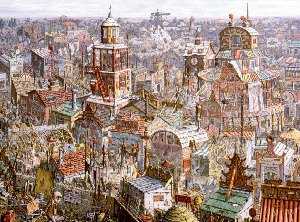 Ernest Ruckle: The Roadside Universe, 1988, acrylic and ink on board | Ernest Ruckle: Meeting Mr. Ruckle | Friday 19 October  – Saturday 27 October 2018 | Garter Lane Arts Centre