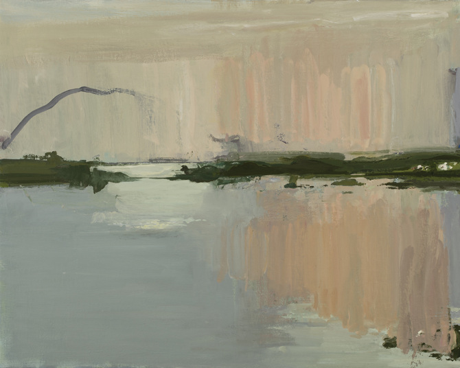 Pat Harris, Sunset for Howard II, 2017, oil on linen, 80 x 100 cm | Pat Harris: The Weight of Light | Friday 16 November  – Saturday 8 December 2018 | Taylor Galleries