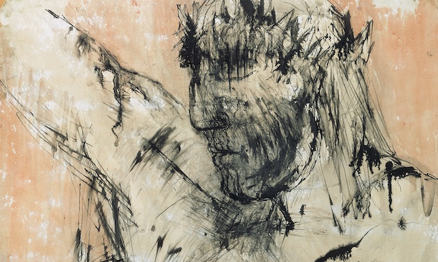 Elisabeth Frink (1930-1993), Drawing (detail), 1956, 85 x 68 cm, Methodist Modern Art Collection, Image Copyright © Trustees for Methodist Church Purposes | Methodist Art Collection – Faith and the Artist | Friday 16 November  – Friday 21 December 2018 | Royal Hibernian Academy