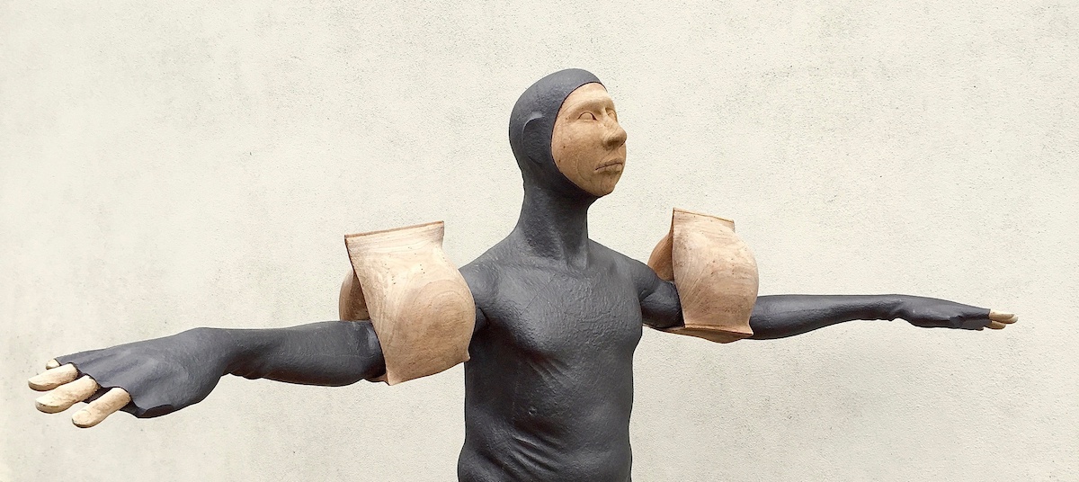 Michael Quane, Carbon Sync (detail), graphite over elm, 200 x 170 x 50cm | Michael Quane RHA: Recent Sculpture | Friday 14 June  – Saturday 6 July 2019 | Solomon Fine Art