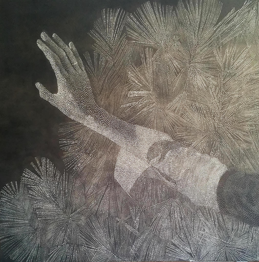 David Quinn, Pines, Mixed Media on Board, 100x100cm, 2019 | David Quinn: Joyful Mysteries | Thursday 4 July  – Saturday 27 July 2019 | Kevin Kavanagh