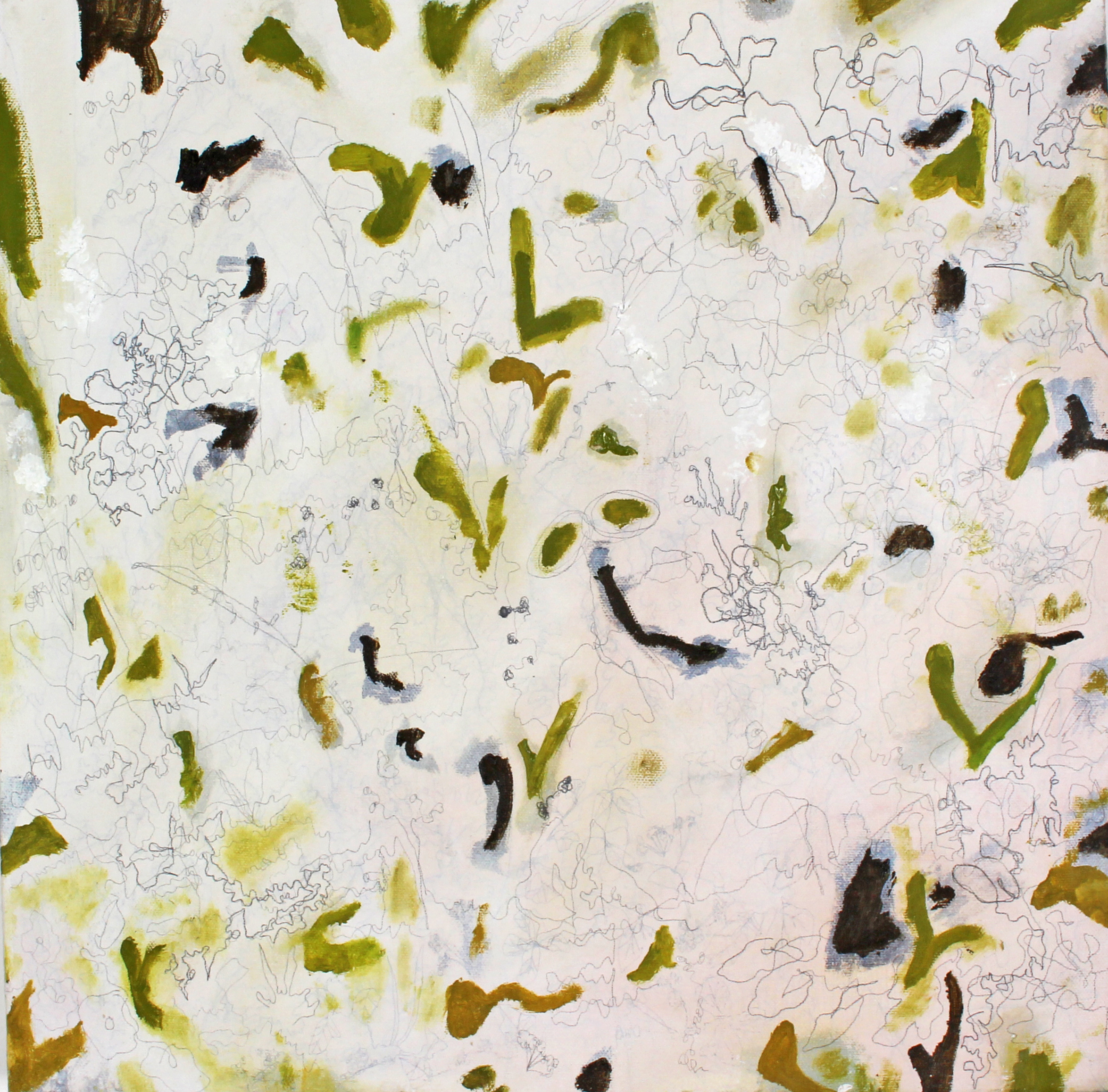 Sarah Long: Feverish Forms, oil and mixed media on canvas, 40x40cm, 2019 | Sarah Long: Kingdom | Friday 13 September  – Friday 11 October 2019 | Studio 12