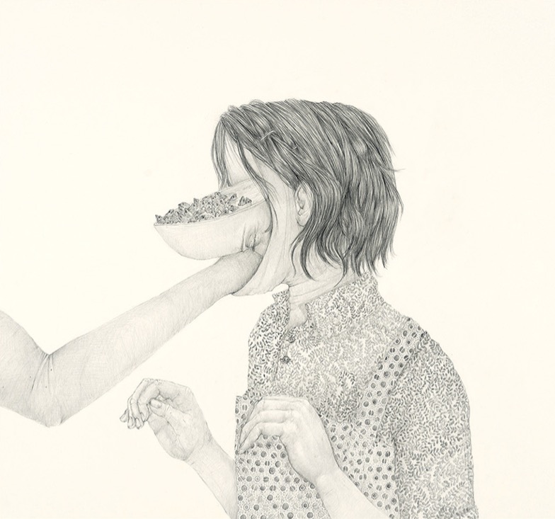 Amy Cutler: Marion, 2019, graphite on paper, 55.8 x 59 cm; courtesy Leslie Tonkonow Artworks + Projects, New York | Amy Cutler: Colloquies | Saturday 10 August  – Sunday 6 October 2019 | Butler Gallery