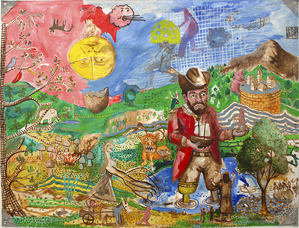 Andrew Pike and Nevan Lahart: Cuckooland, 2018, acrylic on canvas, 152 x 202 cm | Together Now: The Engagement Project | Saturday 23 November 2019  – Saturday 1 February 2020 | F.E. McWilliam Gallery