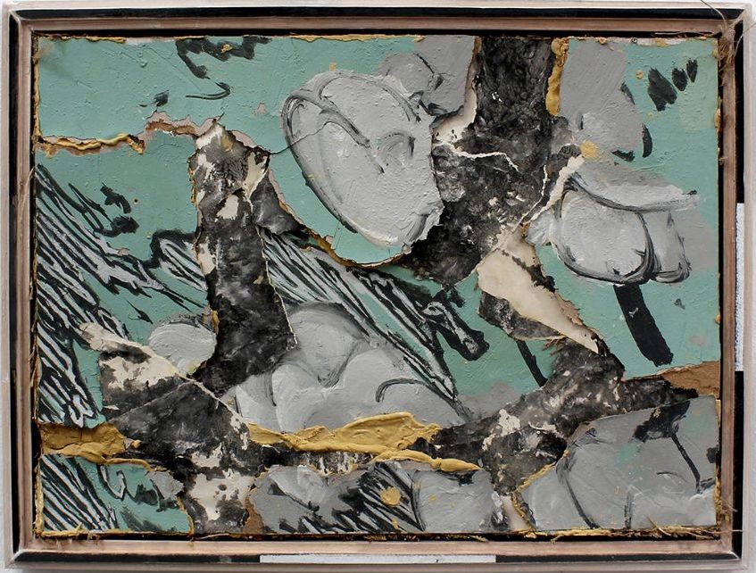 Neil Carroli, Digging, 016, emulsion paint with mixed media on board with shallow relief and bespoke wooden frame, 48 x 37cm; courtesy of the artist | Neil Carroll: In Pursuit of the Brocken Spectre | Friday 14 February  – Sunday 26 April 2020 | Royal Hibernian Academy