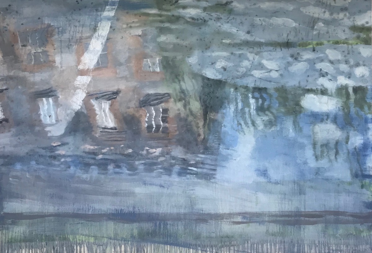 Bernadette Kiely: House on a river - c.y.m.s (Catholic Young Men's Society), oil on canvas, 102 x 113cm | Bernadette Kiely: …one touch of nature makes the whole world kin… | to Friday 17 July  | Taylor Galleries