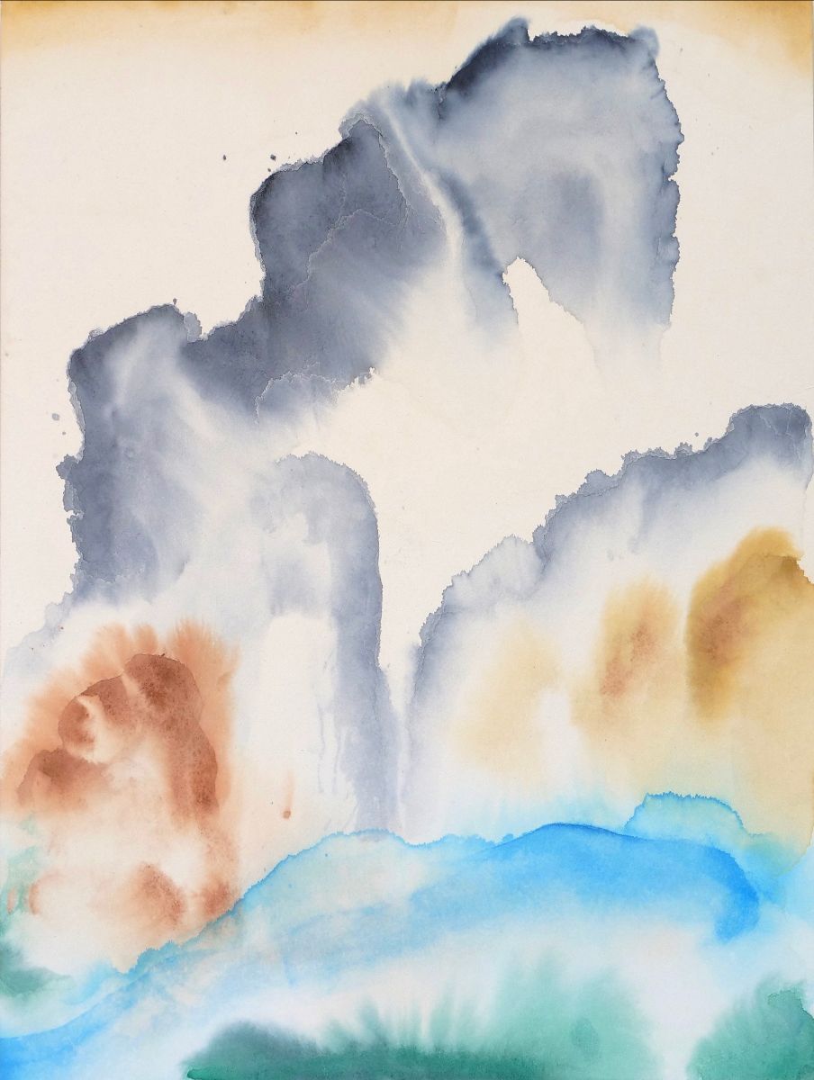 Robert Armstrong, Dragons tightly clinging to rocky cliffs amidst clouds and waves. 80 x 60 cm. Japanese ink on rice paper mounted on panel, 2020 | Robert Armstrong: Three Distances | Thursday 3 September  – Saturday 26 September 2020 | Kevin Kavanagh