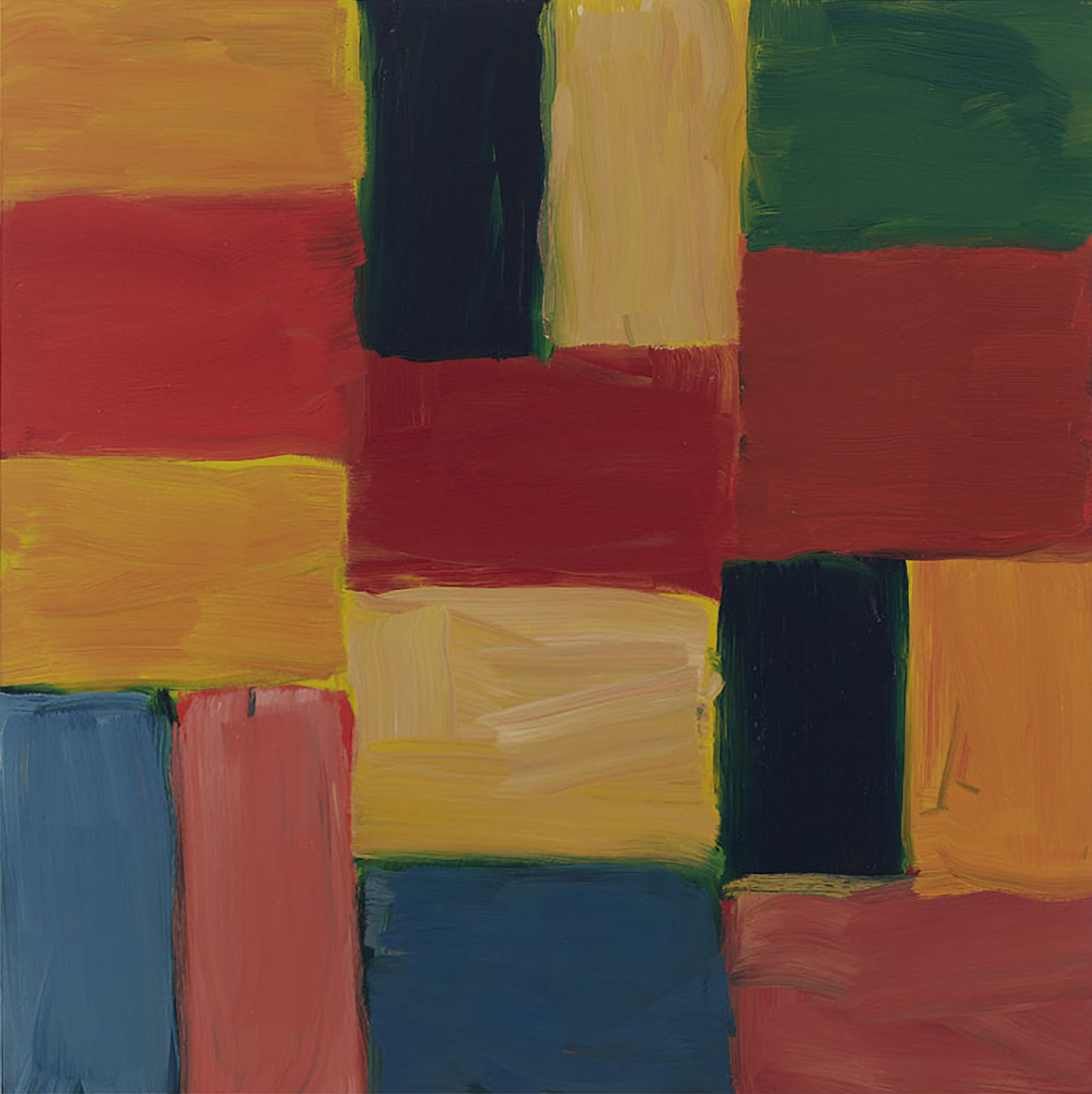 Sean Scully: Wall Red Red, 2020, oil on Linen, 160 x 160 cm / 63 x 63 in | Double-M, Double-X | Saturday 17 October 2020  – Saturday 16 January 2021 | Kerlin Gallery