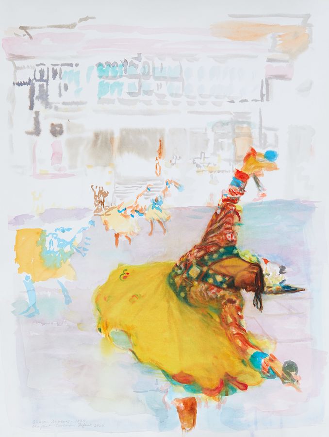 Margaret Corcoran, Buddha Dancing, watercolour on paper, 63 x 48 cm, 2020 | Margaret Corcoran: Noli Timere – do not be afraid | Friday 18 September  – Saturday 17 October 2020 | Kevin Kavanagh