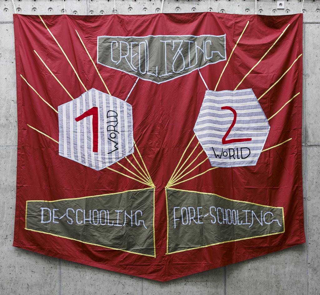 Chto Delat, Creolizing, 2015, Mixed textiles (sewed), vinyl paint, 291 x 321 cm. Courtesy the artists and KOW, Berlin, Madrid | Worlds Without End | Thursday 1 October 2020  – Sunday 31 January 2021 | Hugh Lane Gallery