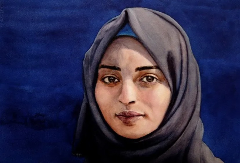 Eoin Mac Lochlainn, Razan, watercolour on Arches paper, 30x40cm, 2020 | Eoin Mac Lochlainn: Covid Eyes | Sunday 11 October  – Sunday 25 October 2020 | Olivier Cornet Gallery