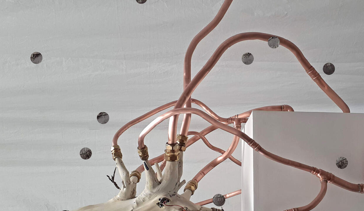 Katherine Sankey, Chthonic Part 1, rotated detail with holes, 2020, currently invited artwork in 190th RHA Annual Exhibition | Katherine Sankey: Containment – Chthonic Parts 2 & 3 | Friday 11 December 2020  – Friday 22 January 2021 | Rua Red