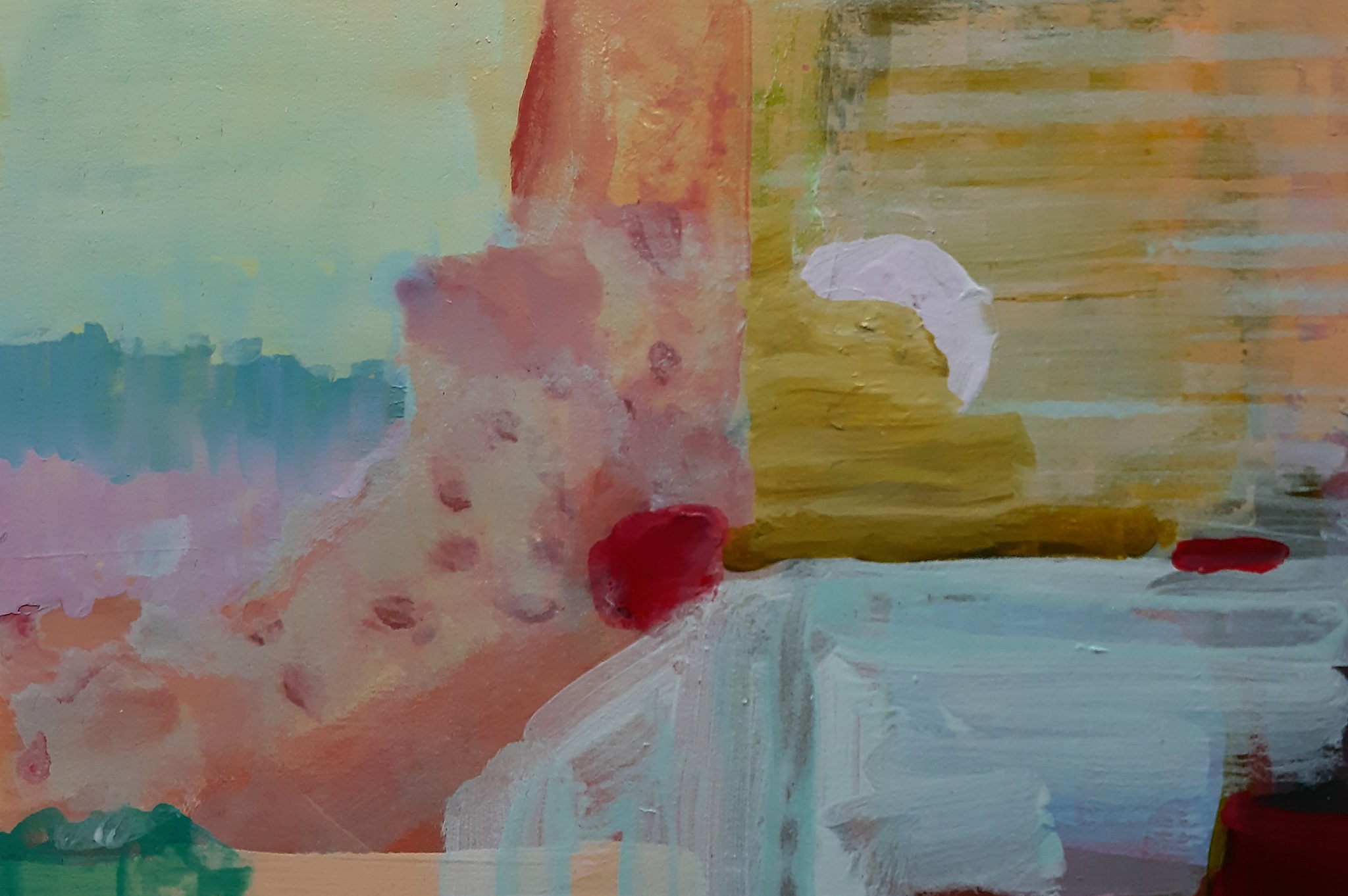 Mary A. Fitzgerald, Newest Moon, acrylic on paper, 16x23cm | On Paper – Winter group show | Sunday 20 December 2020  – Sunday 28 February 2021 | Olivier Cornet Gallery