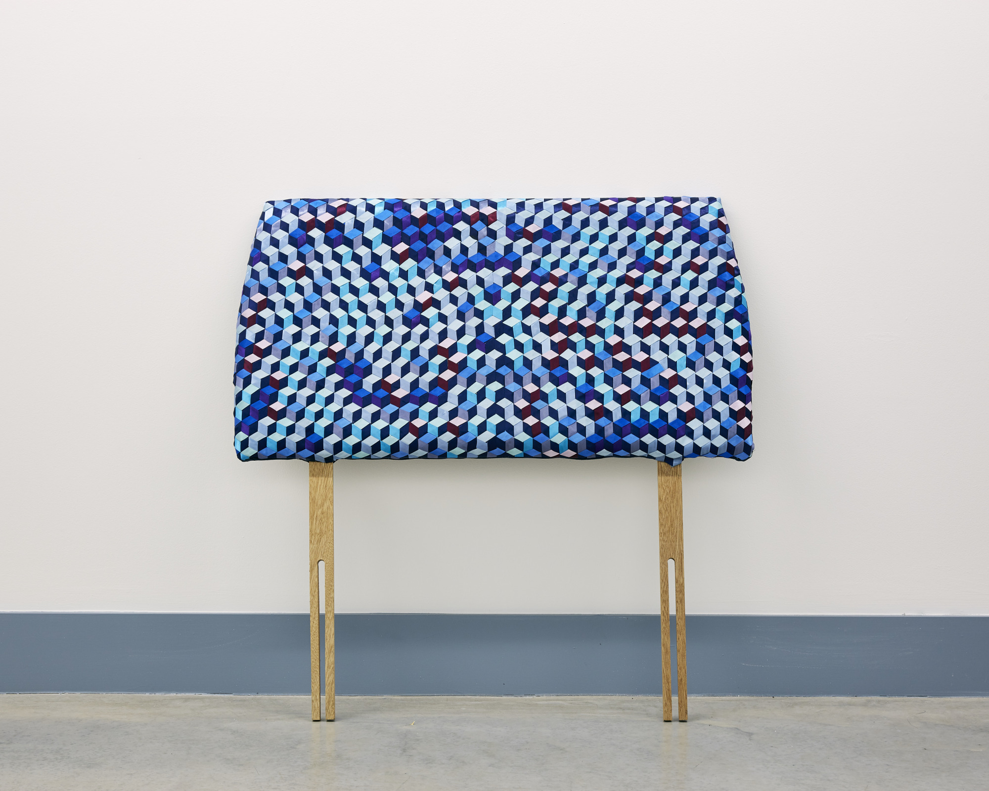 Grace McMurray: Nest, headboard, satin ribbon, polycotton, 92 x 92 x 5 cm; photography by Simon Mills; from here | Irish Modernisms: legacies of modernism in the north | Saturday 29 May  – Saturday 25 September 2021 | CCA