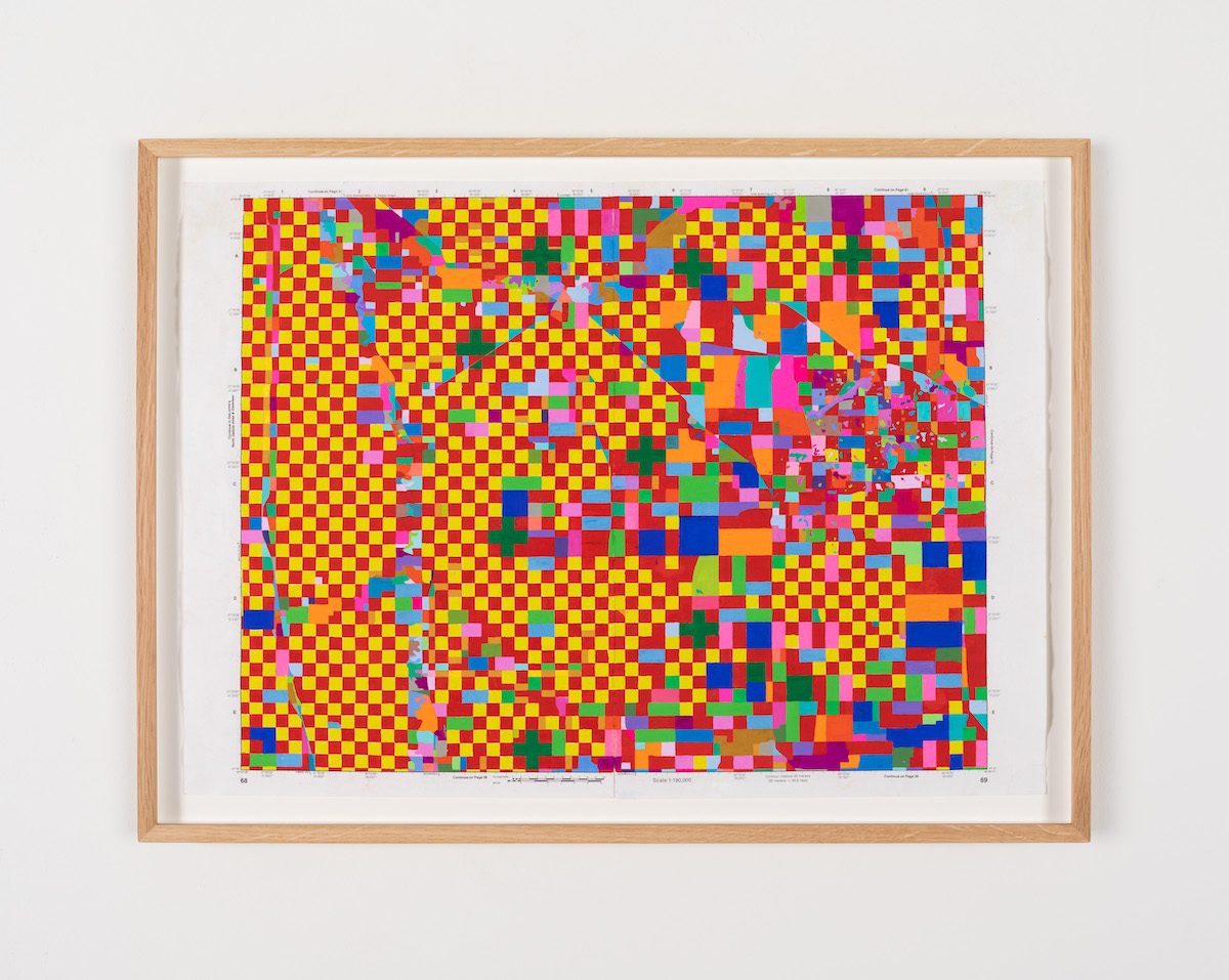 Kathy Prendergast, Road Trip 4, 2020, gouache on paper, 44.6 x 60.3 cm / 17.6 x 23.7 in framed | Kathy Prendergast | Saturday 29 May  – Saturday 10 July 2021 | Kerlin Gallery