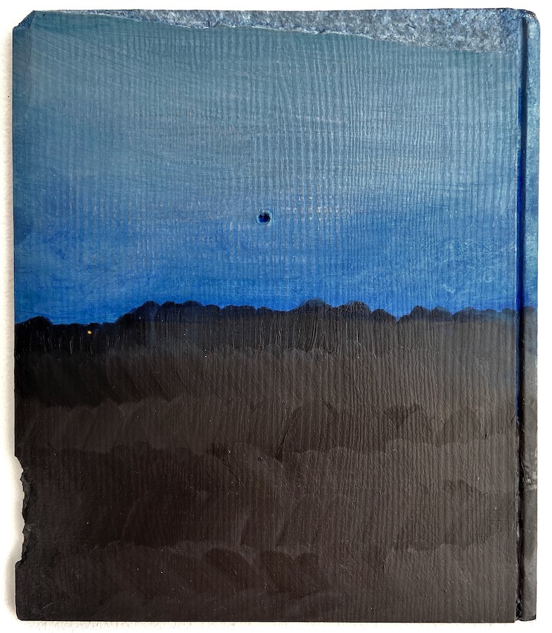 Róisín O'Sullivan: Home Turf, oil on found wood, 23.5 x 20cm | NUA | Saturday 3 July  – Saturday 31 July 2021 | SO Fine Art Editions