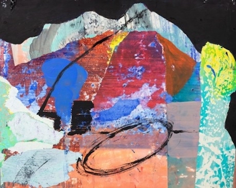 Eamon Colman: 'Walking at Night' (detail), milk paint / mixed media on paper, 72 x 60cm, 2021 | Eamon Colman: Into The Mountain | Friday 10 September  – Saturday 16 October 2021 | The Source Arts Centre