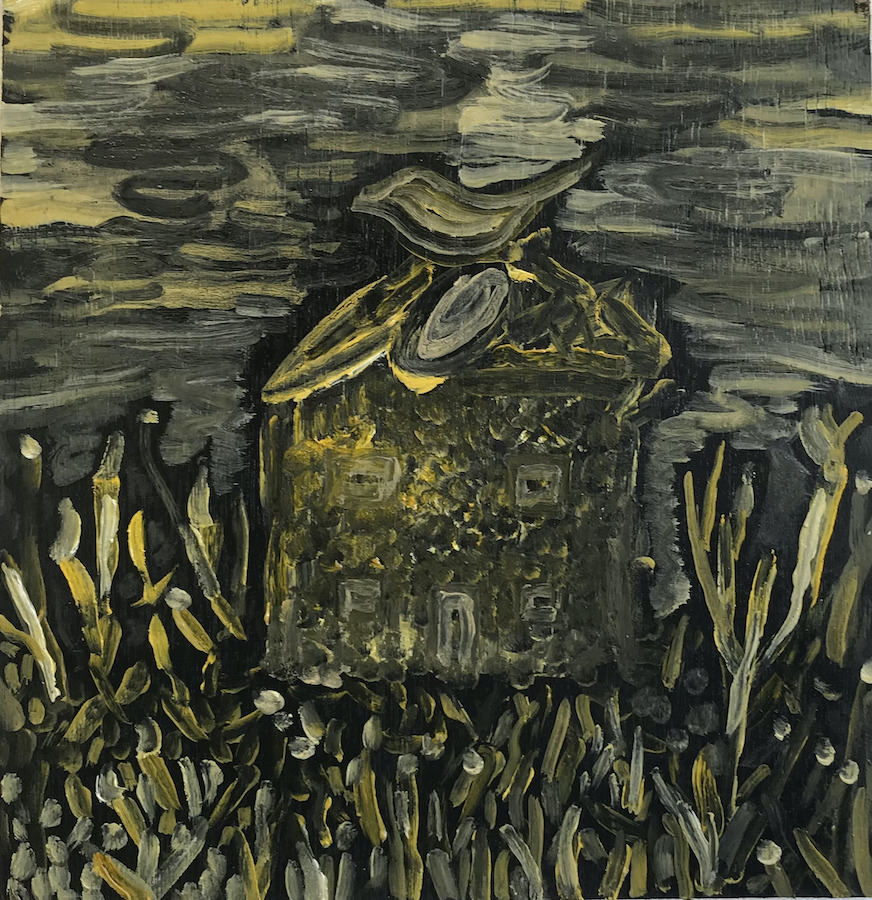 Richard Proffitt, birdhouse, Oil on wood, 2021, 28 x 30 cm | Richard Proffitt: A Memory Circular  | Thursday 19 August  – Saturday 11 September 2021 | Kevin Kavanagh