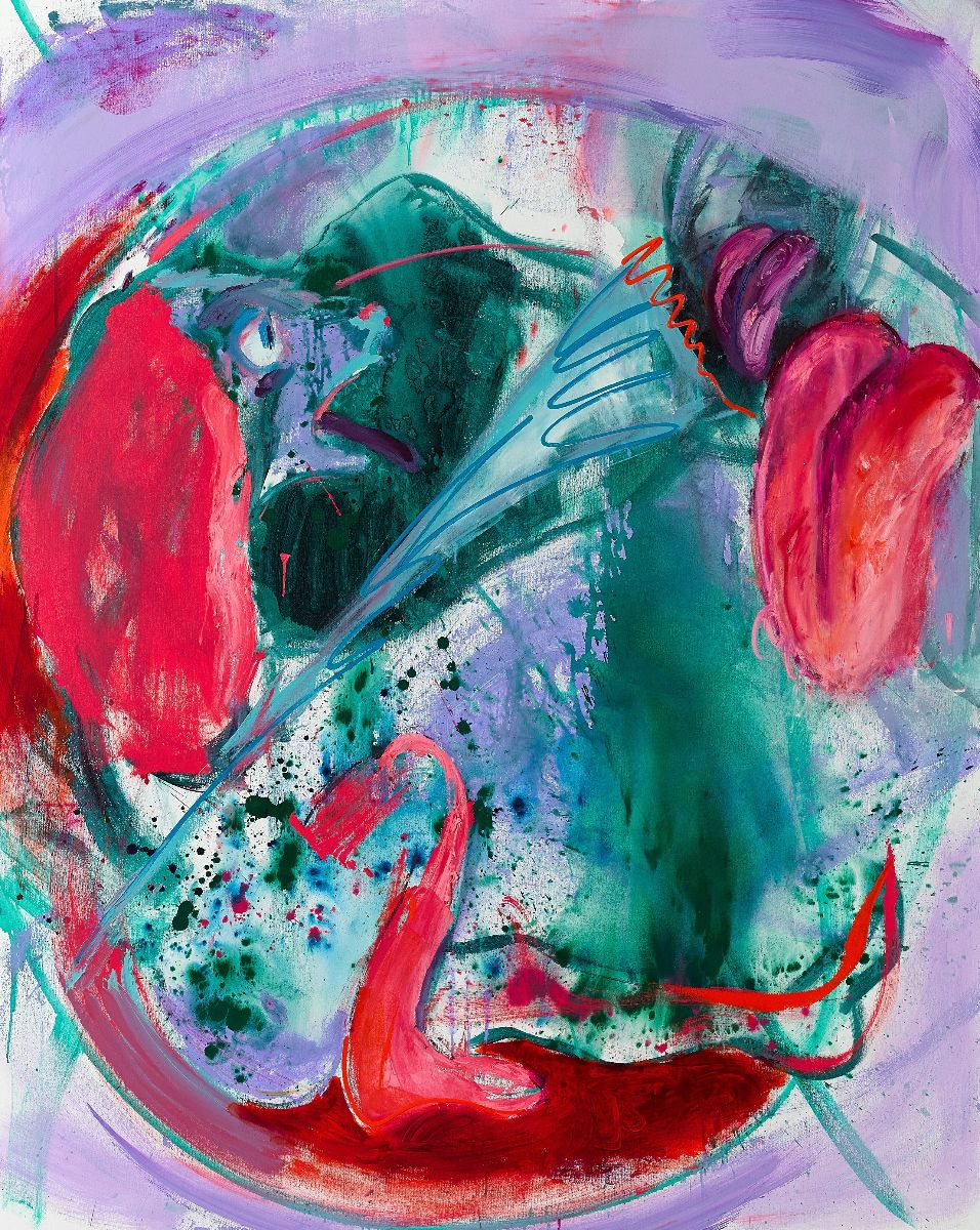 Aileen Murphy, ur, 2021, ink, vinyl and oil on canvas, 200 x 160 cm | Aileen Murphy: Wet Talk | Thursday 3 March  – Saturday 26 March 2022 | Kevin Kavanagh