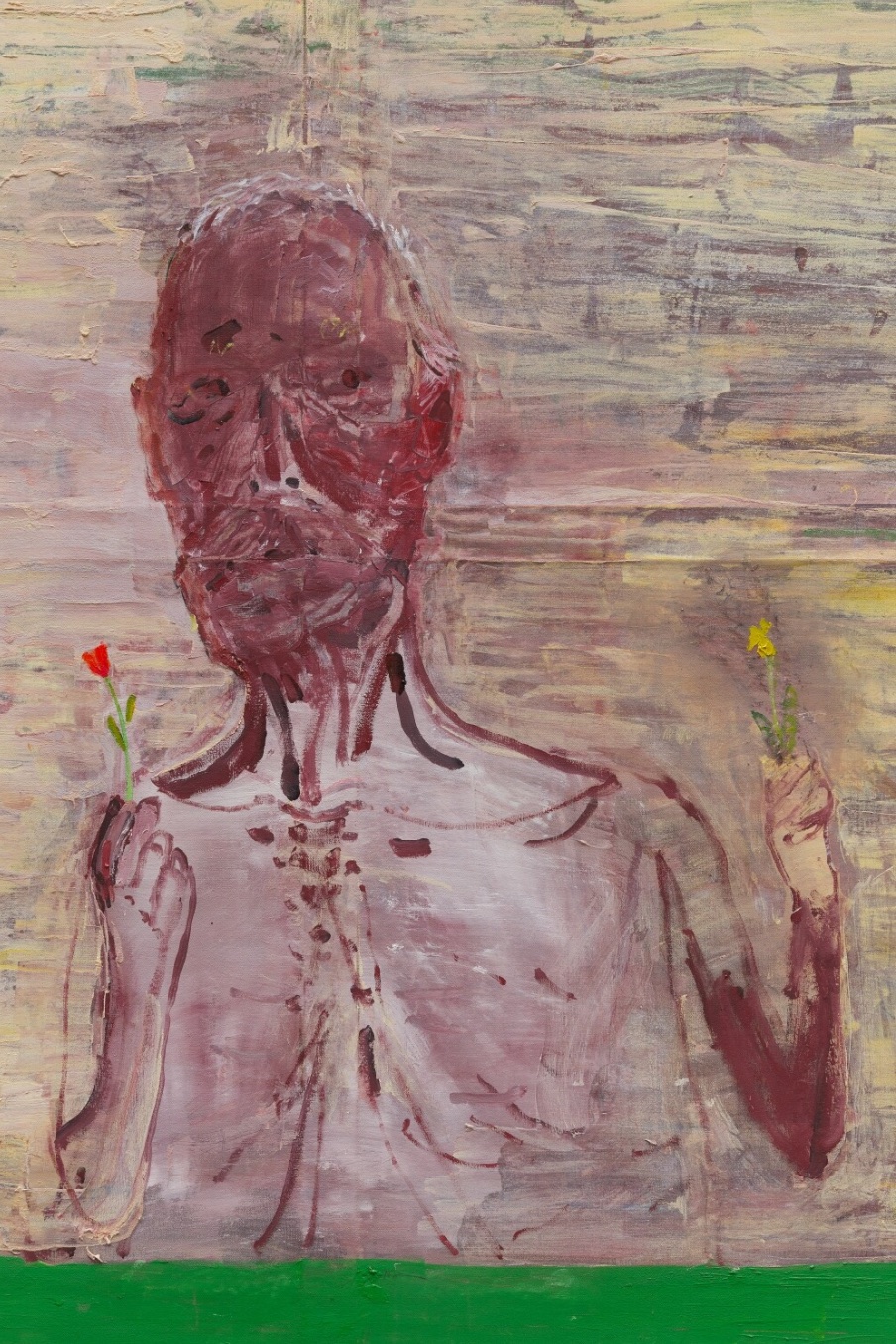 Patrick Graham, Figure in Landscape, 2021, oil on canvas, 150 x 150 cm; courtesy of the artist; photo Denis Mortell | Patrick Graham:Transfiguration | Thursday 17 March  – Sunday 10 July 2022 | Hugh Lane Gallery