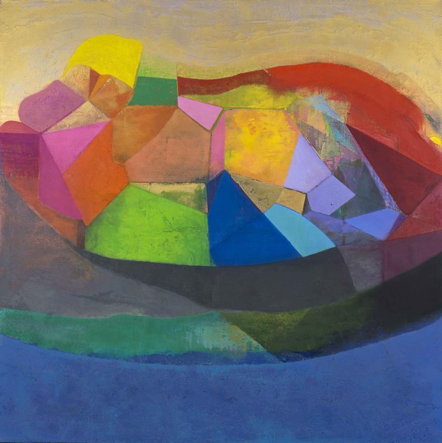 Tom Climent: At Journey's End I See, oil & plaster on canvas, 153 x 153cm | Tom Climent: Land and Longing | Thursday 5 May  – Saturday 4 June 2022 | Solomon Fine Art