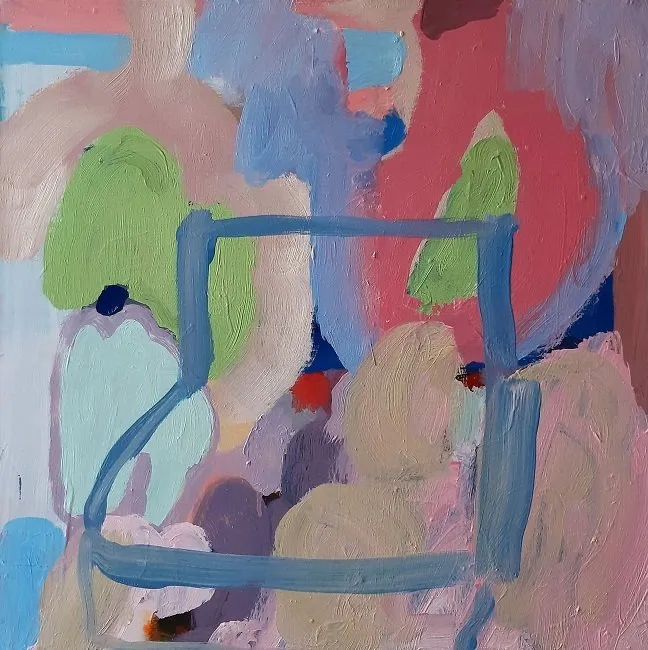 Mary A. Fitzgerald, The Weight of Waiting, oil and acrylic on canvas, 40 x 40cm | Mary A. Fitzgerald: Swoon | Sunday 8 May  – Monday 6 June 2022 | Olivier Cornet Gallery