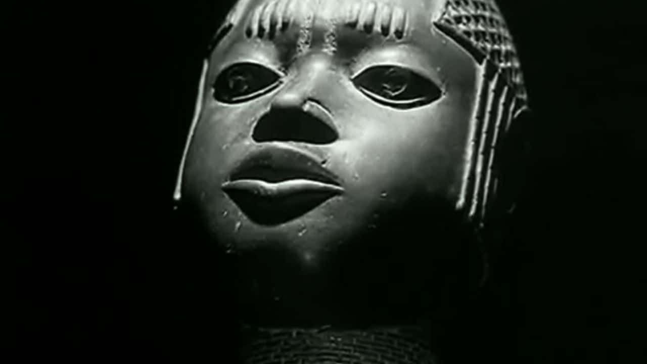 ‘Statues Also Die’ (Les statues meurent aussi) by Chris Marker, Alain Resnais and Ghislain Cloquet; film still | HOW DID WE GET TO: KNOW SO LITTLE? | Thursday 12 May  – Saturday 9 July 2022 | Golden Thread Gallery