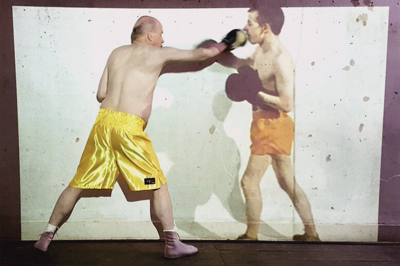 Kevin Atherton, video still from 'Boxing Re-Match' - film / performance, 1972 – 2015 | Kevin Atherton: The Return | Saturday 6 August  – Sunday 2 October 2022 | Butler Gallery