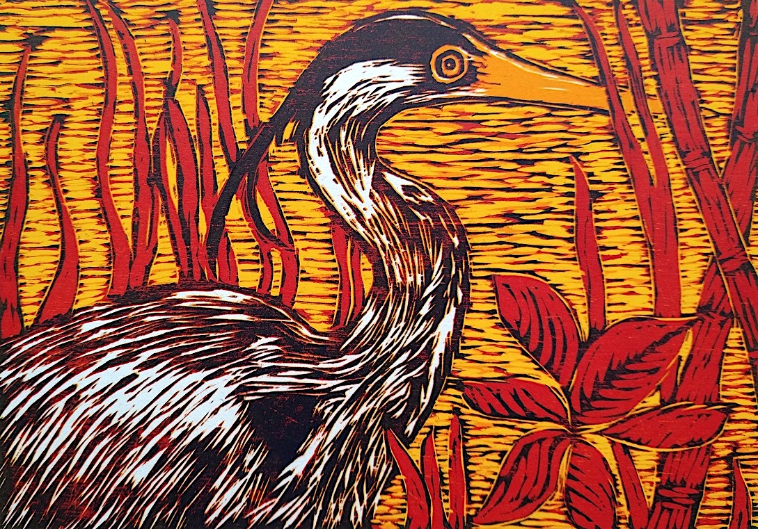 Mary Grey, I Spy, reductive woodcut | Summer Show 2022 | Saturday 30 July  – Saturday 3 September 2022 | Graphic Studio Gallery