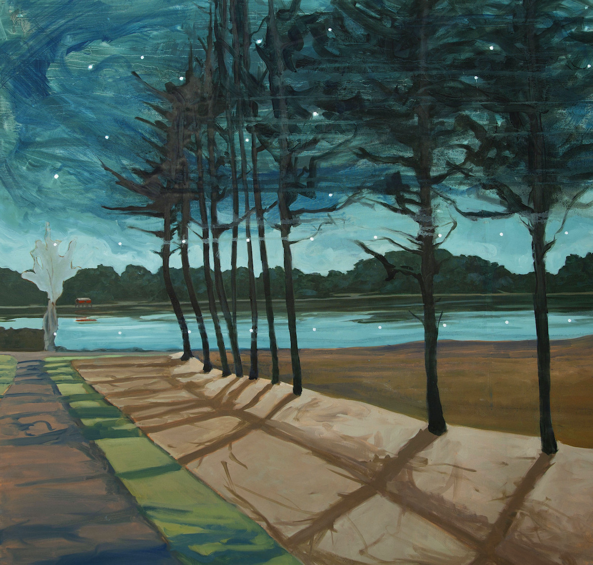 Louise Neiland: Sentinels, 2021, oil on linen, 100 x 100cm | Louise Neiland: Outpost | Friday 9 September  – Saturday 1 October 2022 | Taylor Galleries