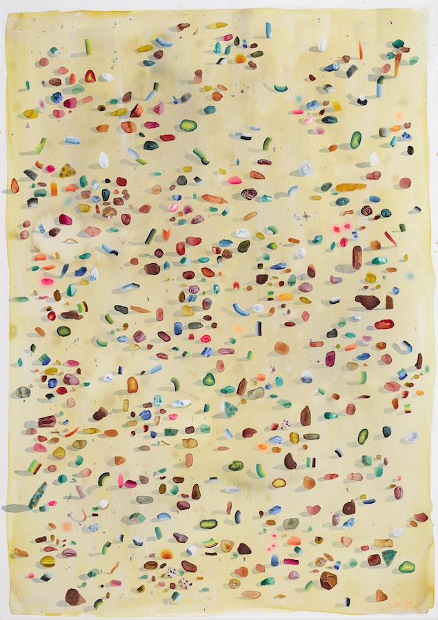 Vanessa Donoso López: Arqueological finds II, 2022, acrylic, colour pencil on paper, 117 cm x 78 (framed) | Vanessa Donoso López: movements of immobile objects  | Thursday 6 October  – Saturday 29 October 2022 | Kevin Kavanagh