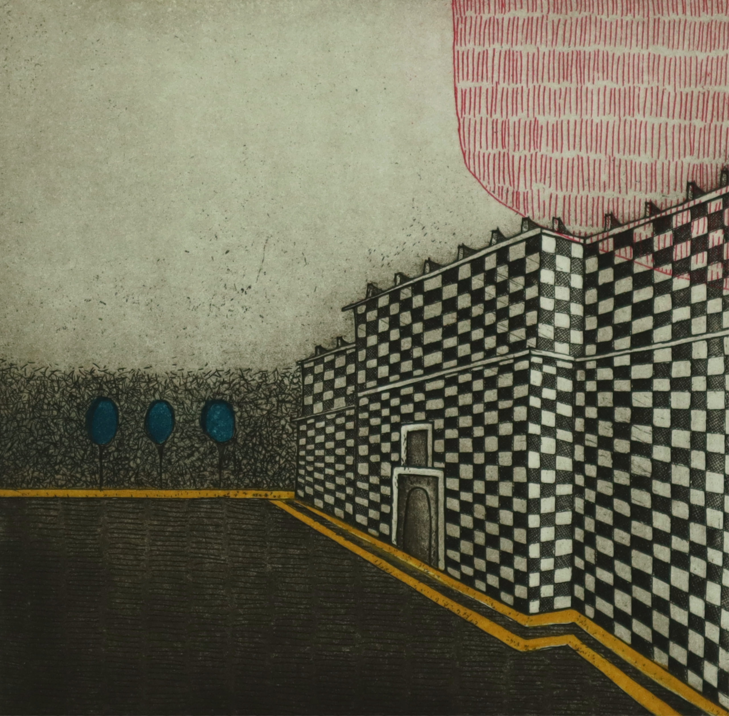 Viada Varnagiene, Someplace, etching, 15 x 15cm, 2016 | Graphic Studio Dublin 60 Years | Friday 9 September  – Sunday 23 October 2022 | Royal Hibernian Academy