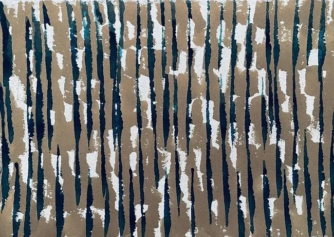 Sheila Naughton, Lockdown II, watercolour & gouache on handmade paper, 30x42cm | Sheila Naughton: The Darkest Night | Tuesday 15 November  – Saturday 3 December 2022 | Olivier Cornet Gallery