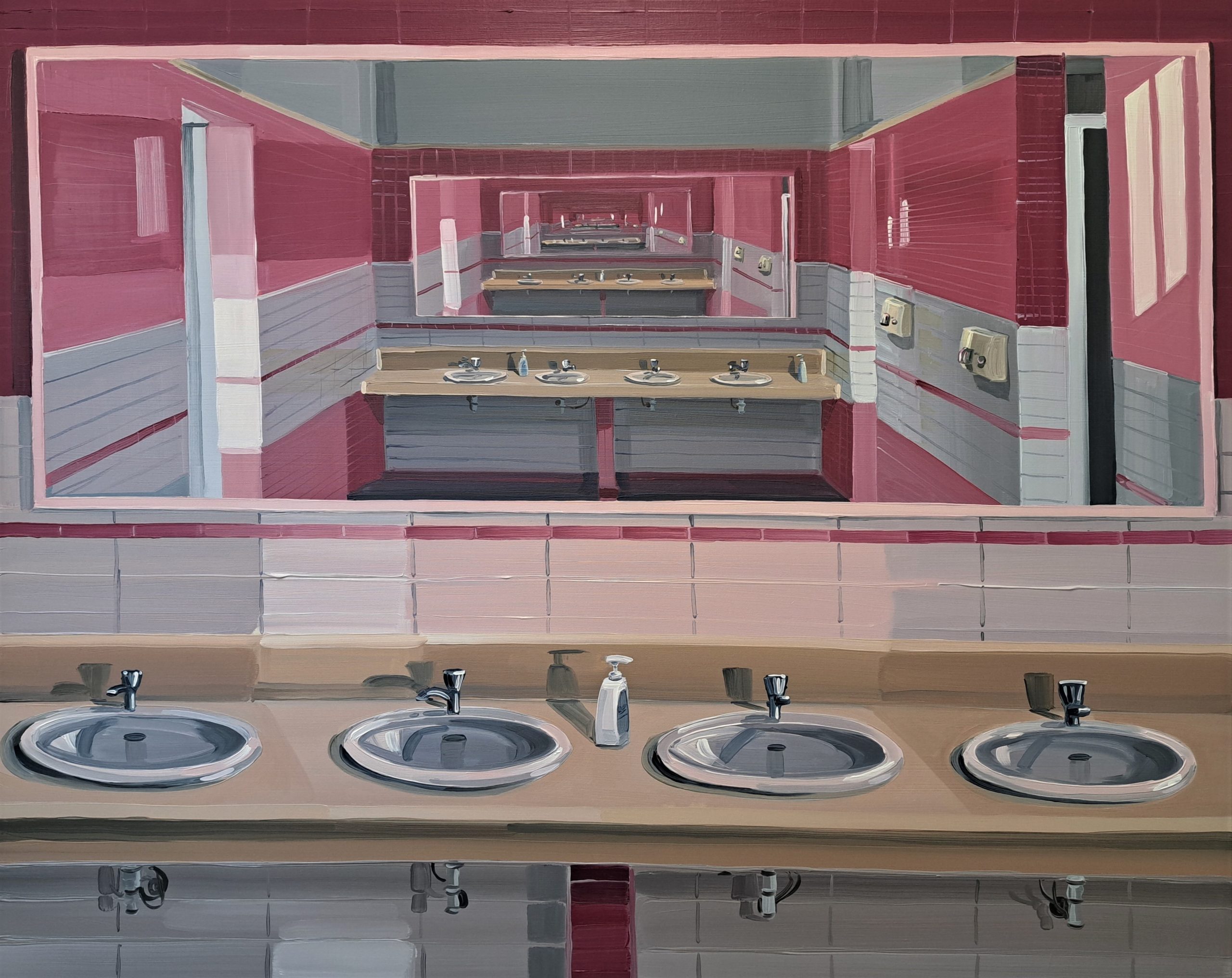 Ciara Roche: Rest Room, 80cm x 100cm, oil on canvas, 2022, courtesy of the artist | Ciara Roche: nightcall | Friday 18 November  – Sunday 18 December 2022 | Royal Hibernian Academy