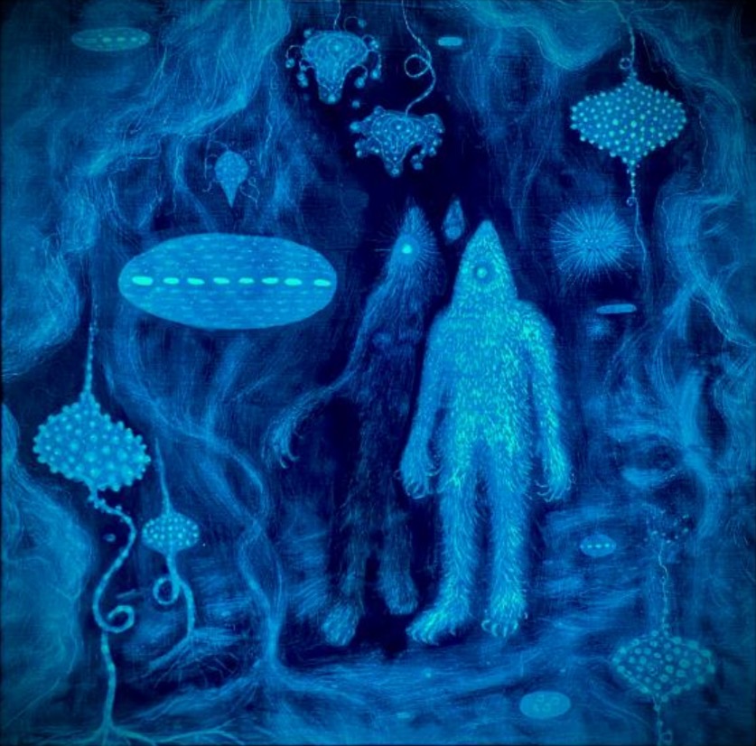 Rayleen Clancy, The Others, stained glass, 40 x 40 cm | 6th Annual Members Exhibition | Thursday 1 December 2022  – Saturday 7 January 2023 | GOMA Gallery of Modern Art