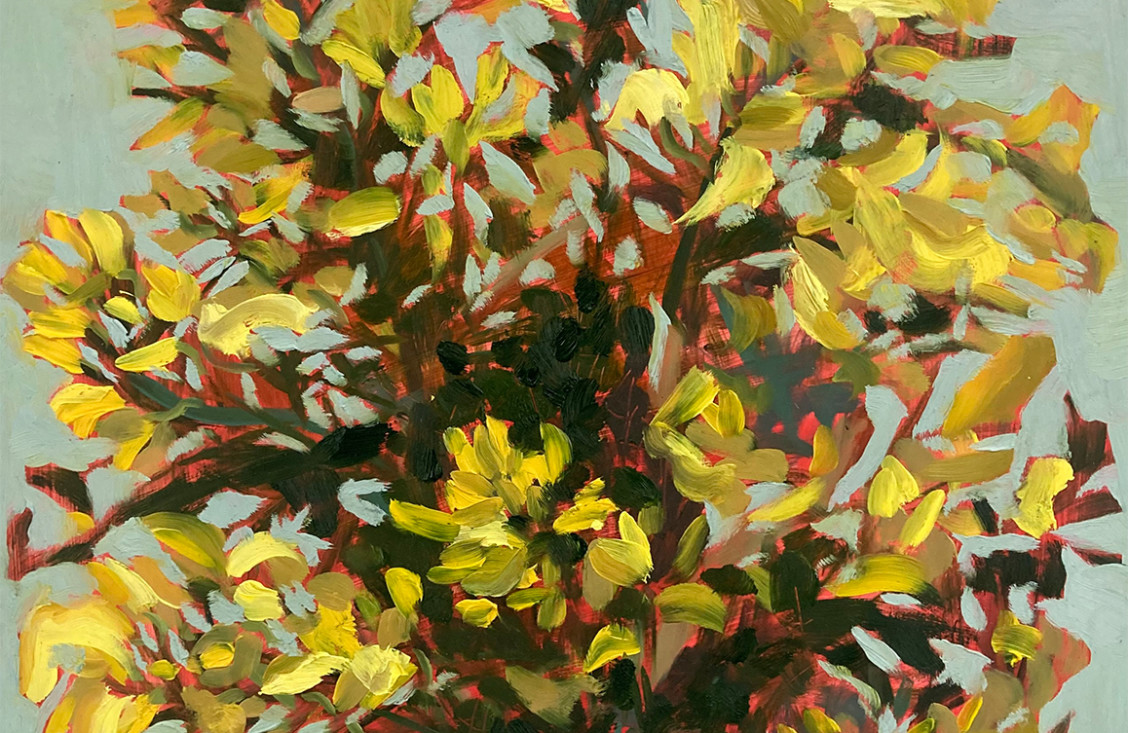 I hear the Earth calling… | Saturday 8 April  – Friday 28 April 2023 | Solstice Arts Centre | Image: painting, probably in oils, of yellow flowers 