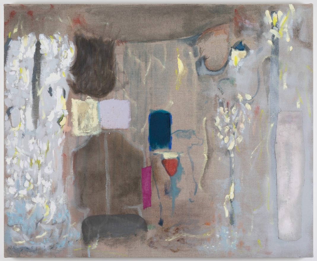 Aleana Egan: screen, 2023, mixed media on canvas, 60 x 73 cm / 23.6 x 28.7 in | Aleana Egan: Repeating Song | Friday 14 April  – Saturday 27 May 2023 | Kerlin Gallery | Image: screen, 2023, mixed media on canvas, 60 x 73 cm / 23.6 x 28.7 in 