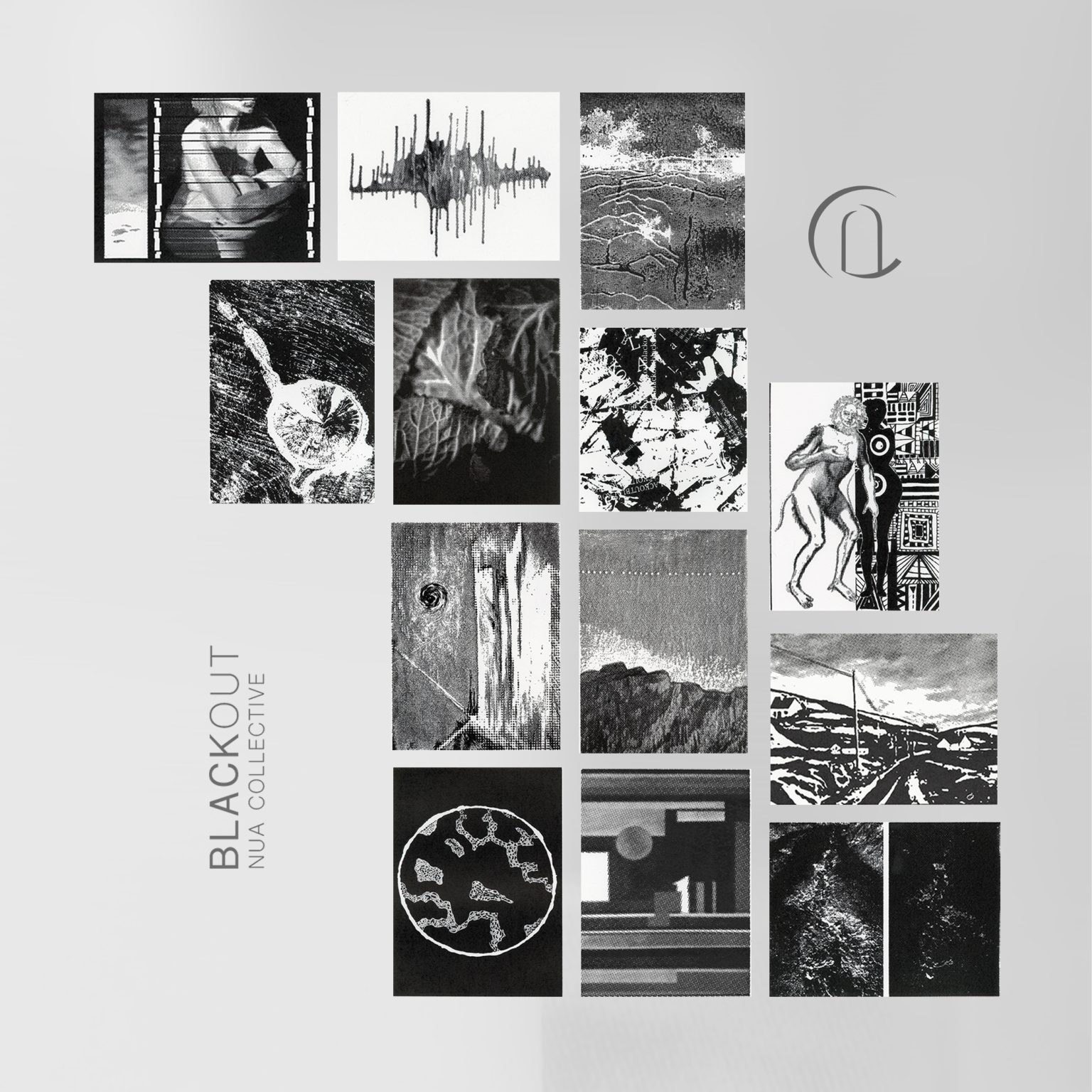 BLACKOUT | Thursday 8 February  – Saturday 2 March 2024 | Wexford Arts Centre | Image: 14 black-and-white images of arworks, arranged in a loose mosaic; works are figurative, non-figurative, patterned,one or two possibly photographic at least in part 