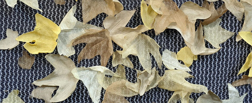 Marielle-MacLeman-The-Visitors-Exhibition-Web-Banner.-Work-in-progress-2024-courtesy-the-artist.-Silk-ivy-dye-copper-iron-scaffolding-mesh