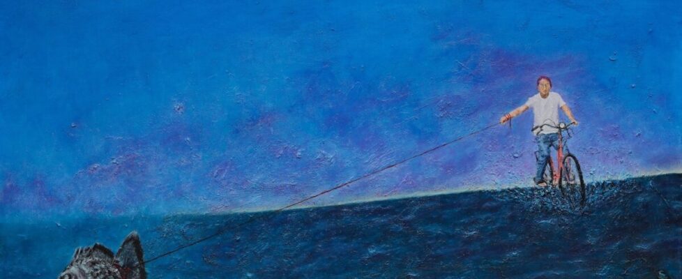 Daniel Lipstein, Pet, oil and pebbles on canvas