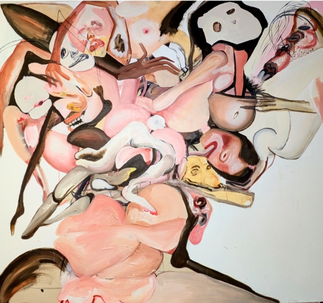 Billie Adele: B0dyC0unt | Billie Adele & Cristín O’Loughlin: body electric: | Saturday 4 July  – Saturday 29 August 2026 | Garter Lane Arts Centre | Billie Adele: B0dyC0unt |  painting: writhing, entwined, overlapping bodies and suggestions of body parts ,faces, grimaces; flesh tones, light-grey background 