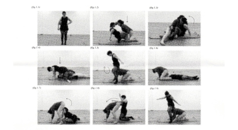 Dublin Fringe Festival: Rachel Enright Murphy: No Obligation | Wednesday 9 September  – Sunday 13 September 2026 | Temple Bar Gallery + Studios | nine black-and-white photos in a 3 x 3 grid of a couple viewed from the side, ‘at it’, though fairly clothed and very funkily, in a gallery space, probably 